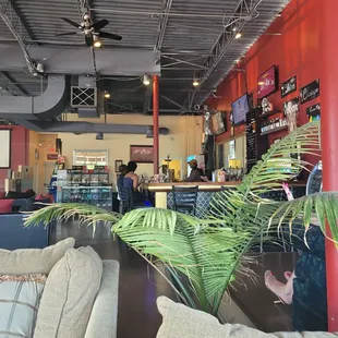 a view of a bar and lounge area