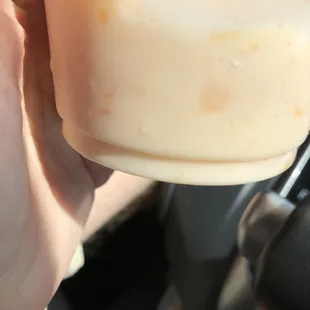 HUUUGE peach chunks in my delicious shake