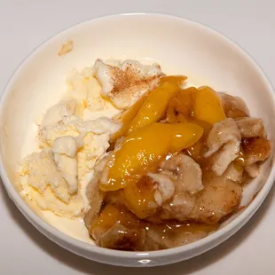 Peach cobbler. Plated at home