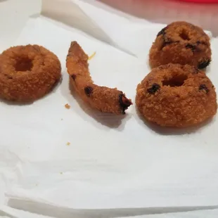 Onion rings, fit only for the trash..
