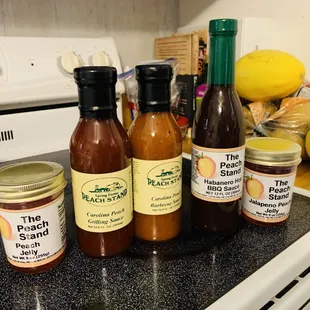 a variety of sauces and condiments