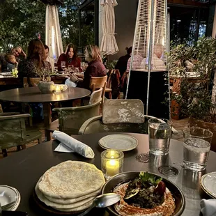 Patio seating with heaters