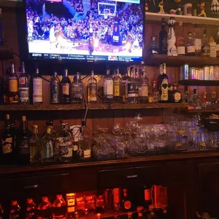 a television and liquor