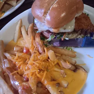 BIRD BOMB sandwich and cheesy fries!!!