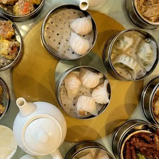 a variety of dishes of food