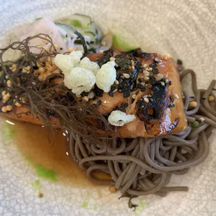 Hibachi Grilled Salmon Sunomono, Citrus Yuzu Ponzu