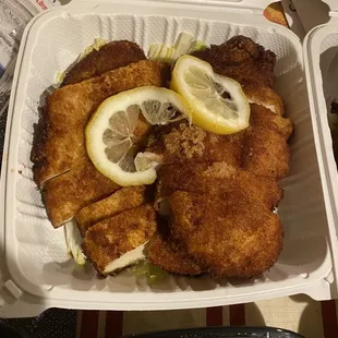 82824 Lemon chicken is similar to chicken katsu but with a lemon sauce and Delicious. Nice change up for us