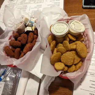 Hush puppies and fried pickles