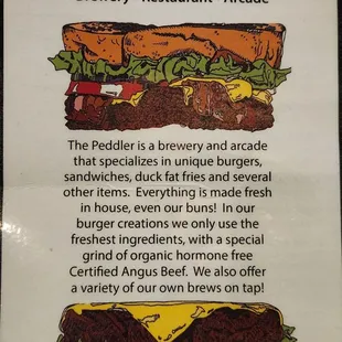 a menu for a sandwich