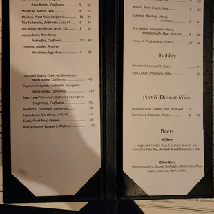 Drink menu 1