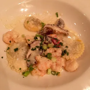 wild mushroom ravioli with shrimp &amp; lobster