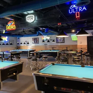 a billiards table and pool tables