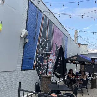 tables and umbrellas