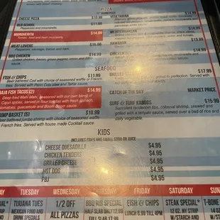 menu