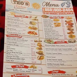 menu