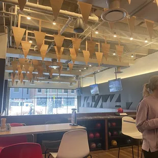 Tables and cool decor inside