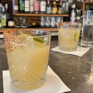 A couple of Spicy Mezcal Margarita's