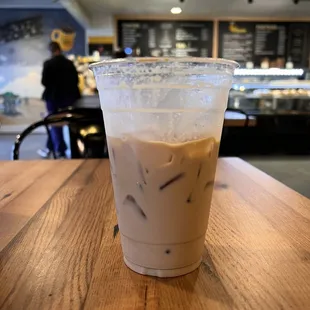 Iced caramel latte