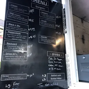 Menu for outstanding burgers