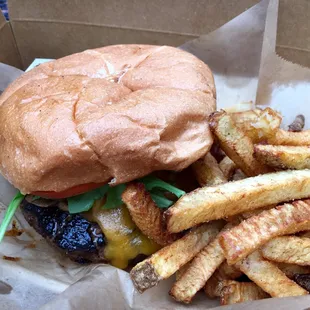 Shroom burger. Mushrooms, aged cheddar, and arugala.