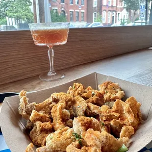 Chicken skins--spicy!!