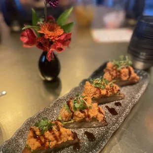 Crispy rice with spicy tuna