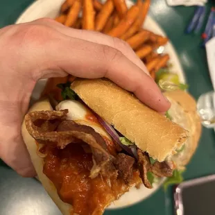 Disaster of a dry chicken, marinara based overcooked cheap bacon dry bread sandwich. Hell this should have only been $5