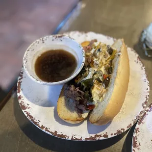 two plates of food on a table