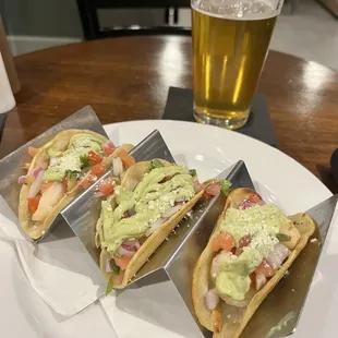 Shrimp tacos.  Homemade crisp browned flavorful  She'll. Full of freshness.