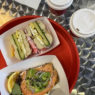 a sandwich and a drink