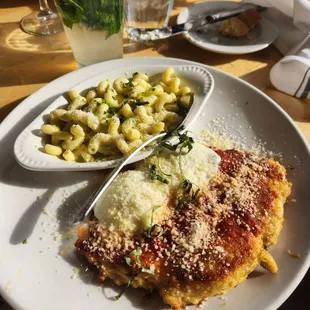 Chicken parm and Jalapeño mac n cheese