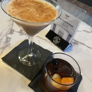 Espresso martini and old fashioned