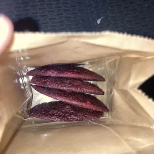 Side view of the red velvet cookies