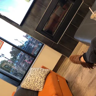 a person sitting on a couch