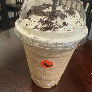 &quot;Grave digger&quot; seasonal blended coffee drink. Cute little shovel!
