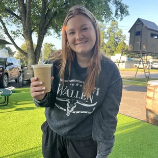 Bride with her drink
