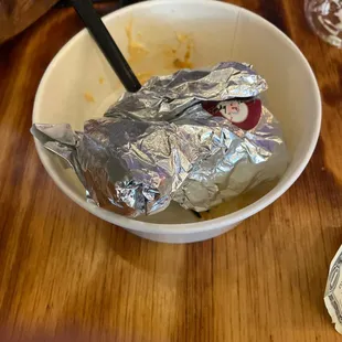 a bowl of food on a table