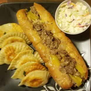 Pierogies, the OC Philly and Coleslaw