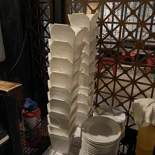 Glass Takeout Containers are filled with silverware and brought to your table