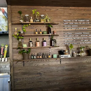 Cool wall art at Pharmacy Bar