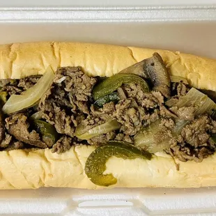 2. Cheesesteak "Works" Sandwich (large) no cheese