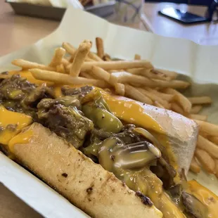 Beef Philly cheese combo meal comes with a drink