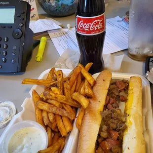 This is the Cheesesteak with hot link. It was the best sandwich I have ever had.
