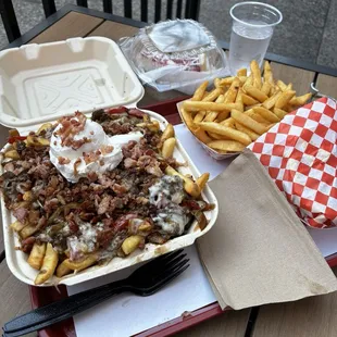 Philly fries White Chocolate Raspberry Cheesecake  Seasoned fries Double cheese burger