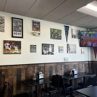 Dining room and wall decorations.