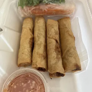 Egg rolls and spring rolls! First time trying the food and this restaurant. Excellent choice these were delicious. We will be back again.