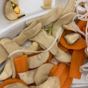 Scary mushrooms . This is the veggies you get .