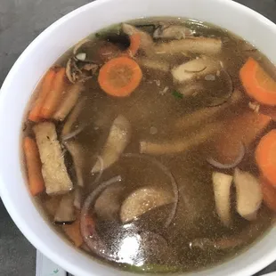 vegetarian pho with mushroom, carrot, and tofu - I also got the spicy chili sauce