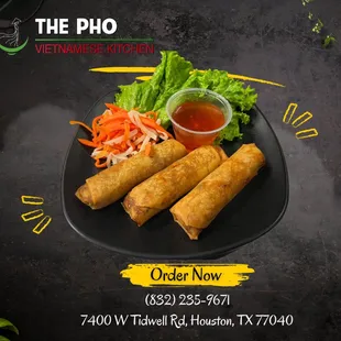 Savor the Fusion of Flavors! Treat yourself to the tantalizing taste of our Crispy Egg Rolls at The Pho Vietnamese Restaurant.