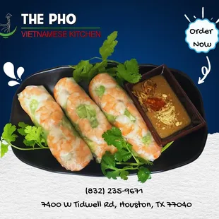 Embark on a Flavorful Journey! Experience the sensational taste of our meticulously crafted Shrimp Spring Rolls at The Pho Vietnamese Resta